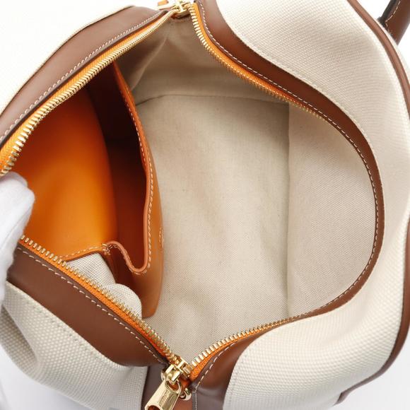 BURBERRY Logo Graphic Cube Bag Handbag Leather White Brown - Picture 3 of 9